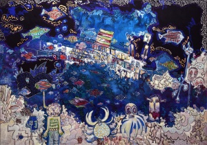 Titanic - mixed media - 162x114cm - Thierry Virton - outsider art - self-taught - primitivism - neo-expressionism - narrative painting