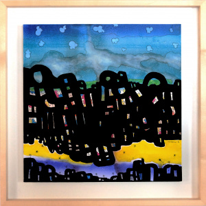 framed ink and black painting