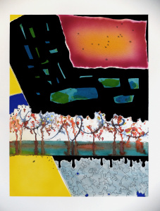 ink artwork on paper with black painting