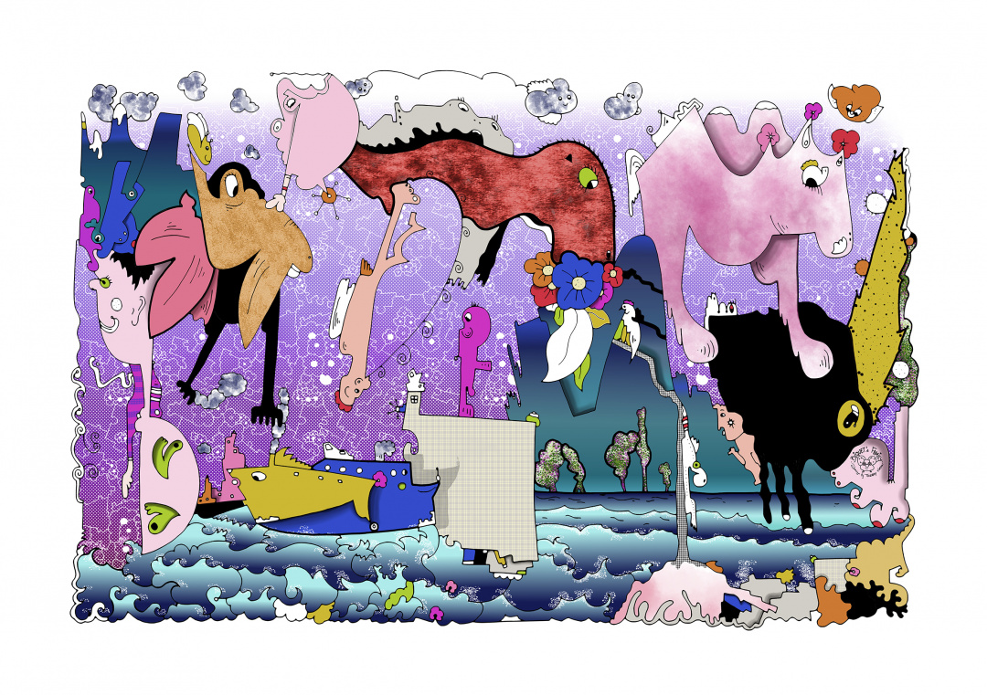 We are animals - doodle art - doodle art print - doodle drawing - pop art print - vintage color - pop art